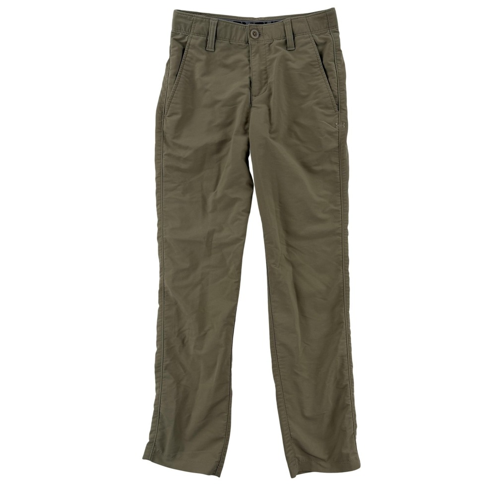 Under Armour Chino Pants Boys 12 Green Relaxed Fit Performance Golf Pocket 24x26